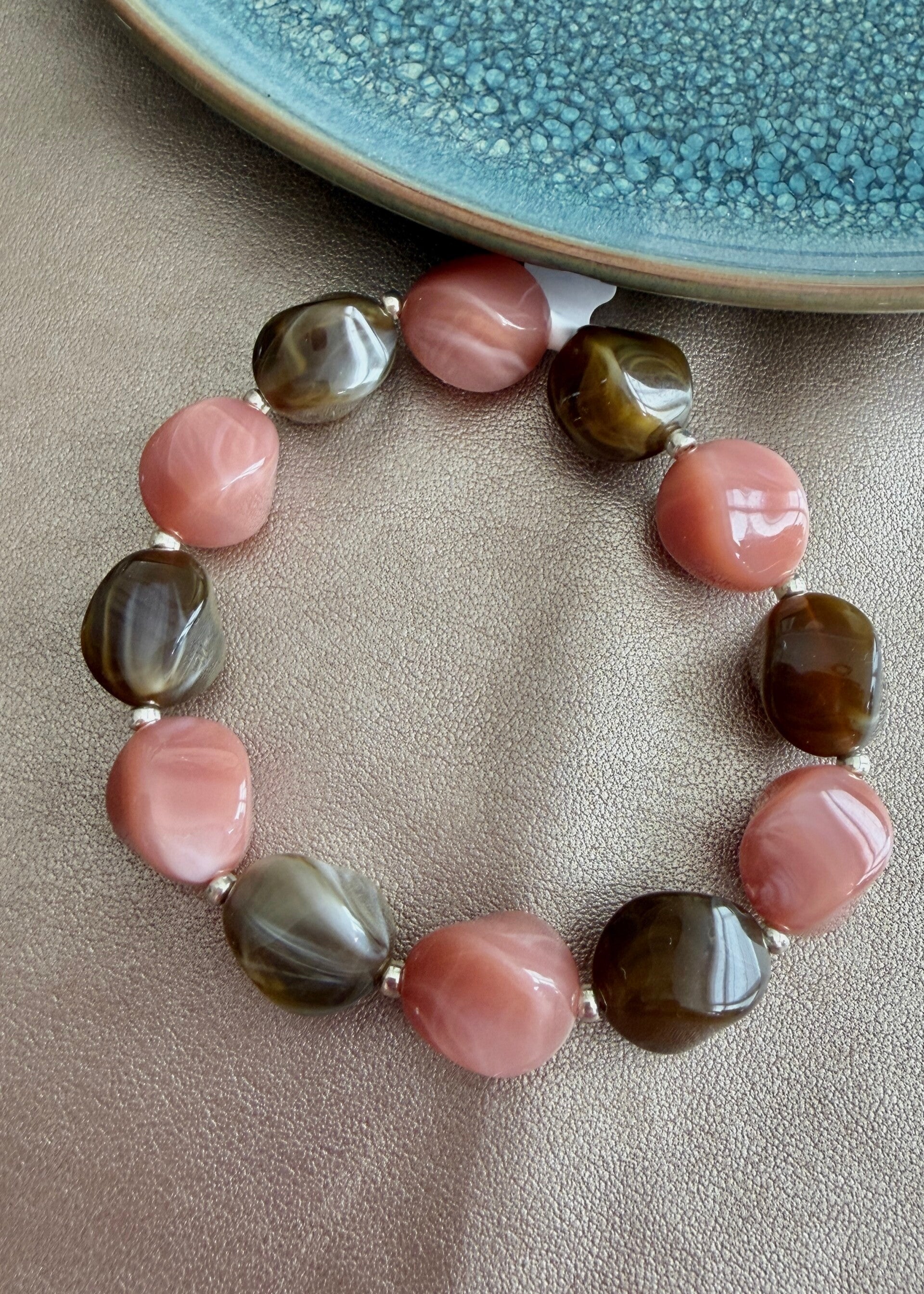 Autumn Glow - Armband Sienna - Bruin/Roze
