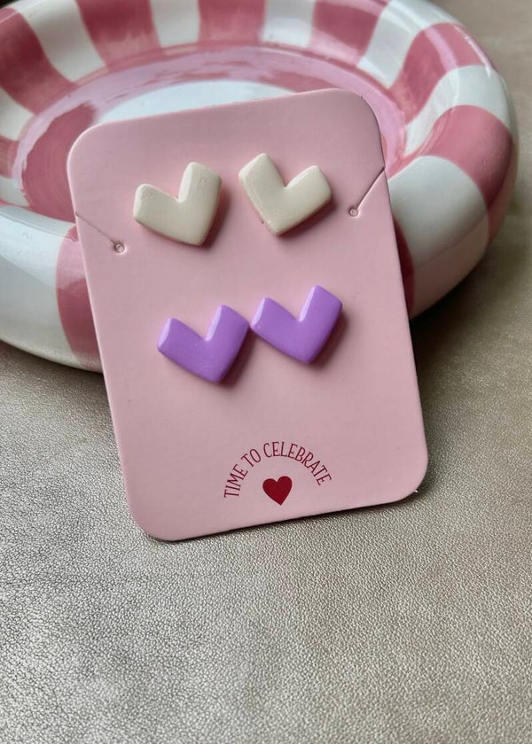 Oorbellen Bloom Studs Pastel hartjes