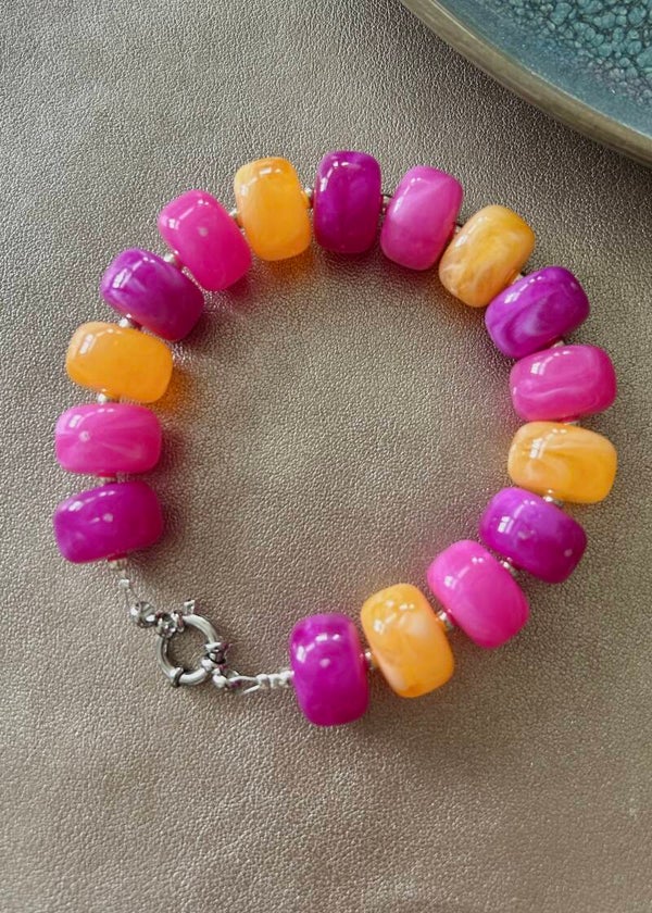 Bloom Hibiscus Armband - Roze - Oranje