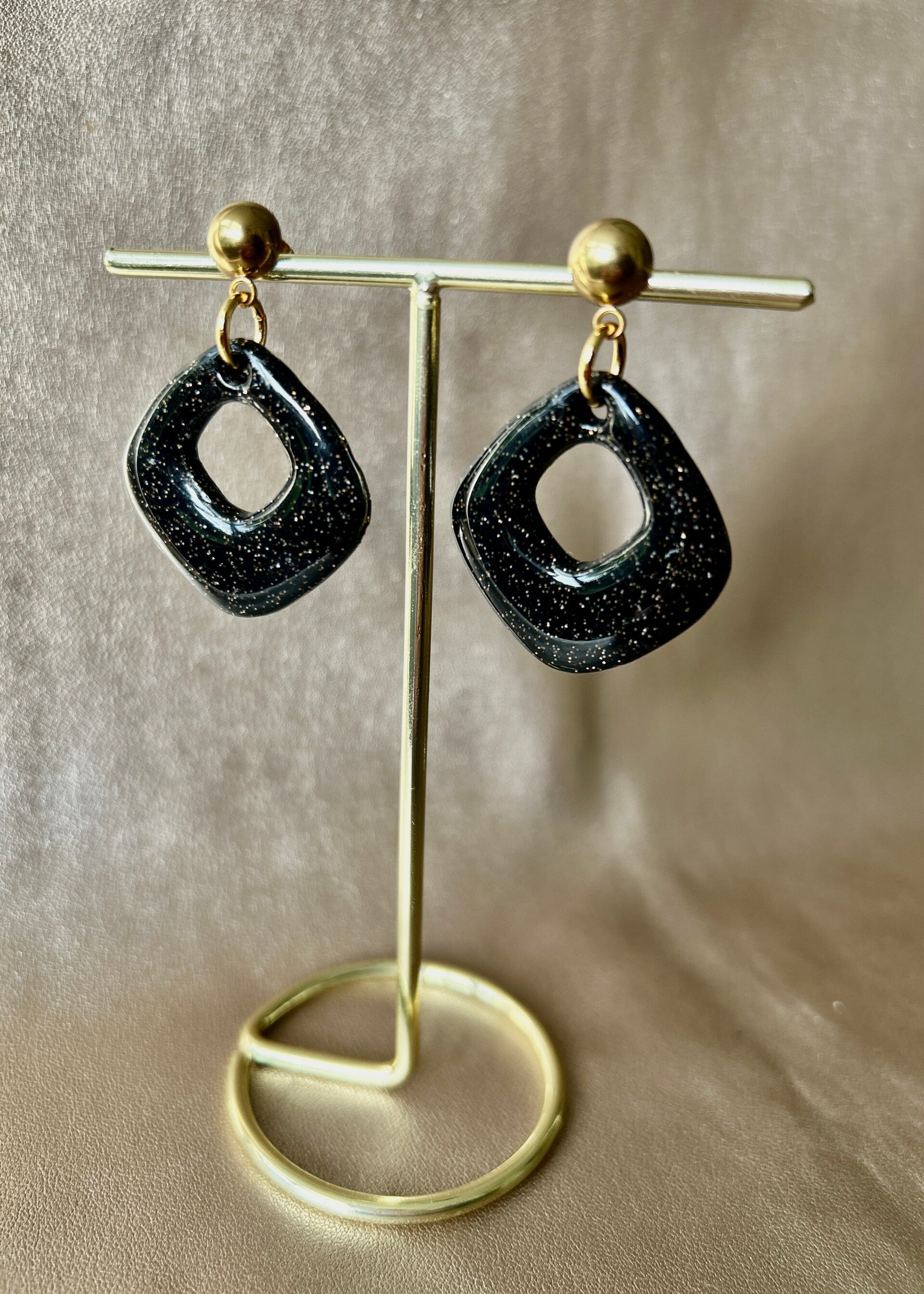 Ziss Party oorbellen - Noa Glitter Zwart