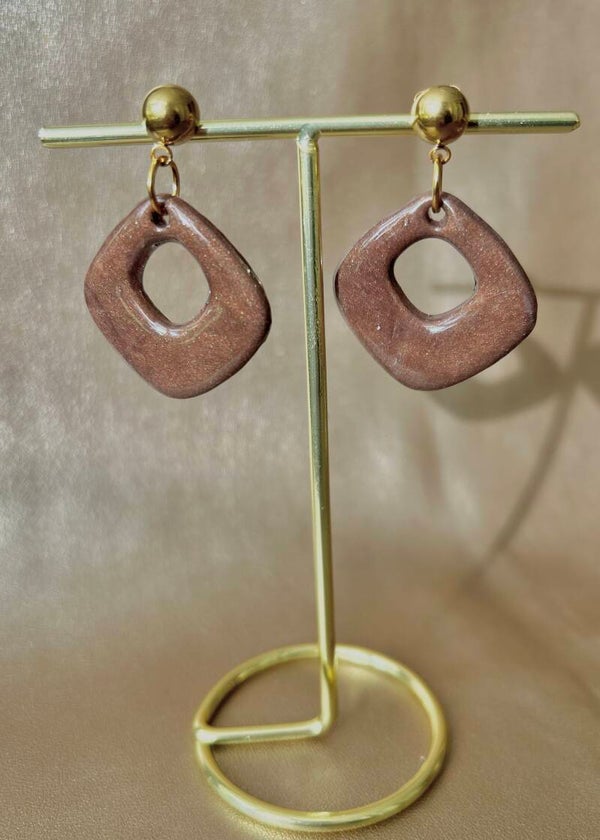 Ziss Party oorbellen - Noa Bruin Glitter