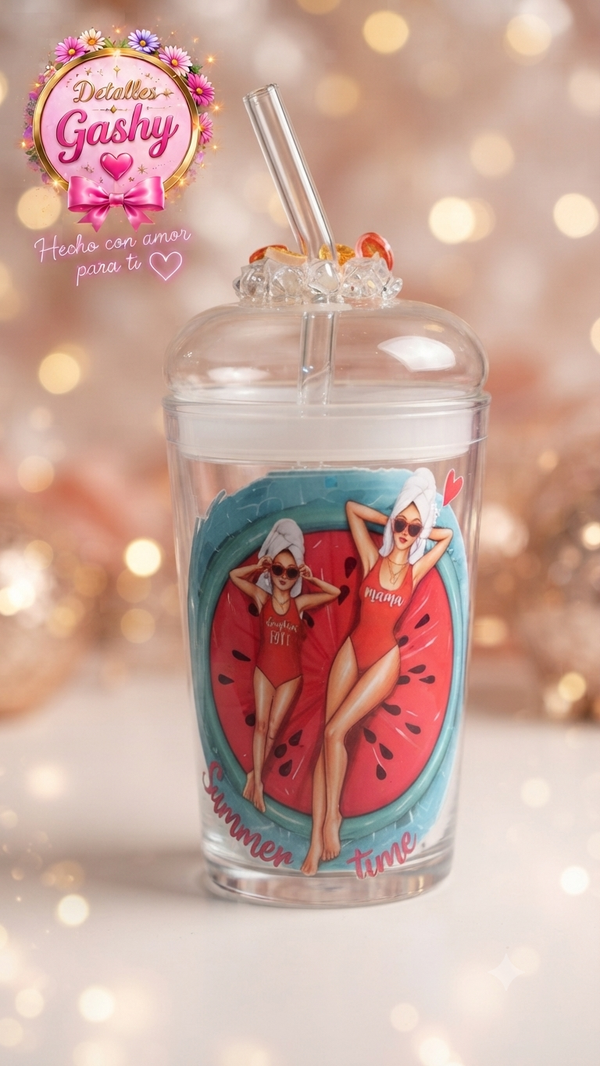 ✨Vaso de vidrio con diseño tierno ✨