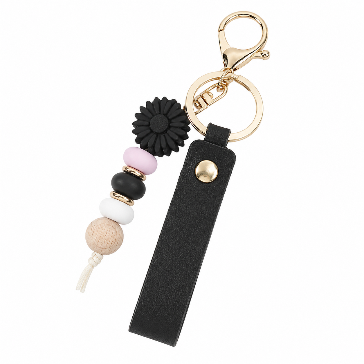 Sleutelhanger bloem zwart