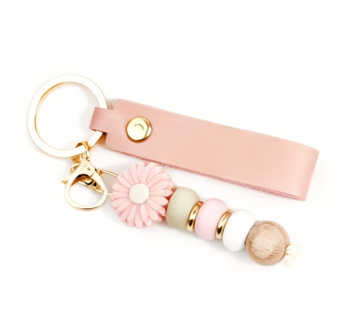 Sleutelhanger bloem roze