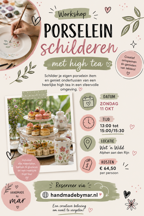 workshop porselein schilderen met high tea 11 oktober