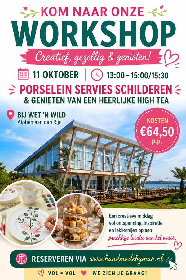workshop porselein schilderen met high tea 11 oktober