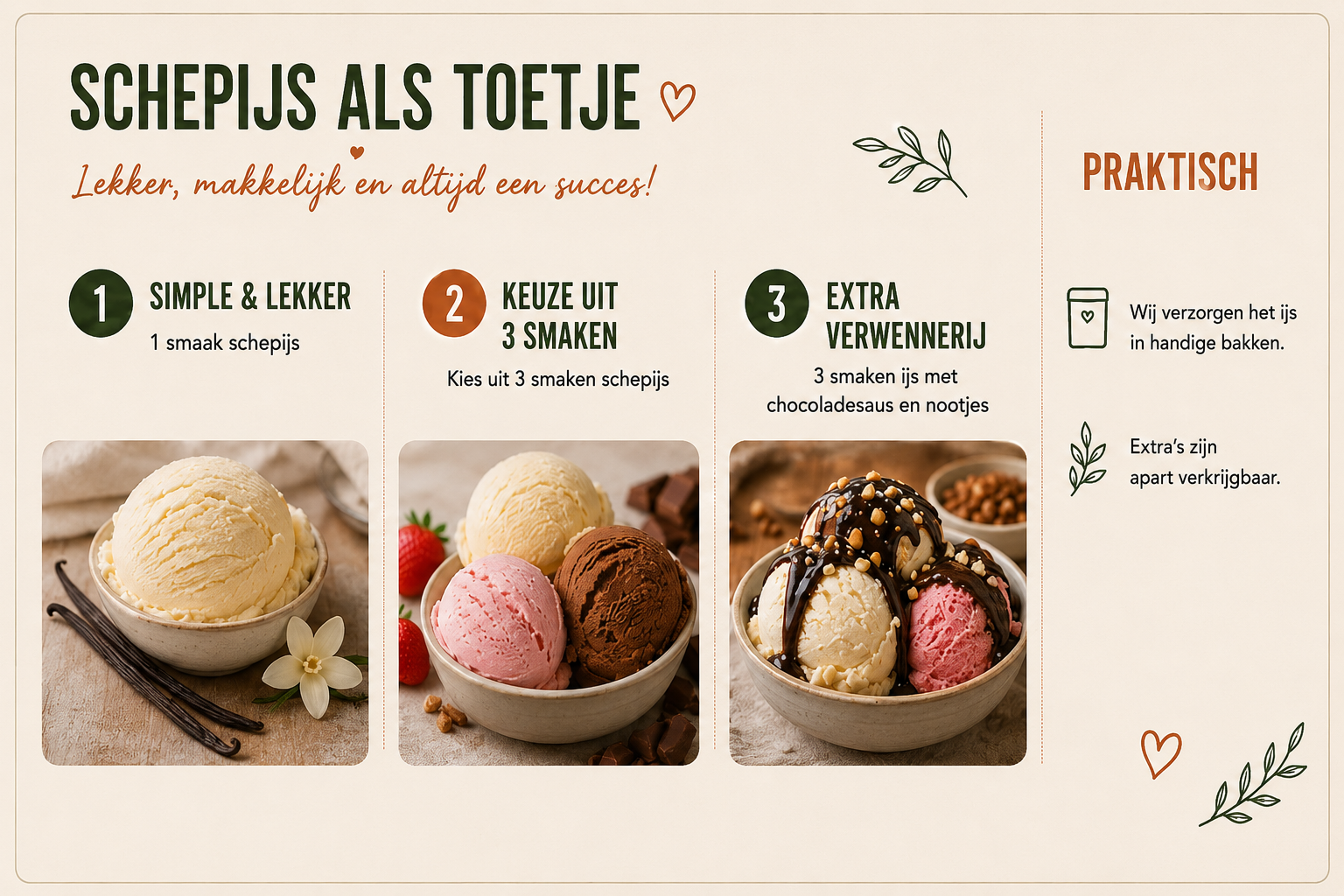 IJs­buffet met verschillende smaken en toppings van Foodlab by Mirjam