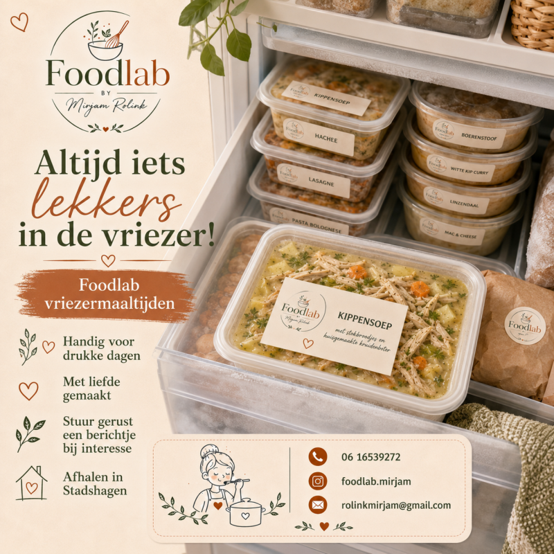 Huisgemaakte diepvriesmaaltijden van Foodlab by Mirjam