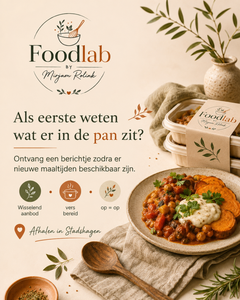 Aanmelden voor nieuwe maaltijden van Foodlab by Mirjam