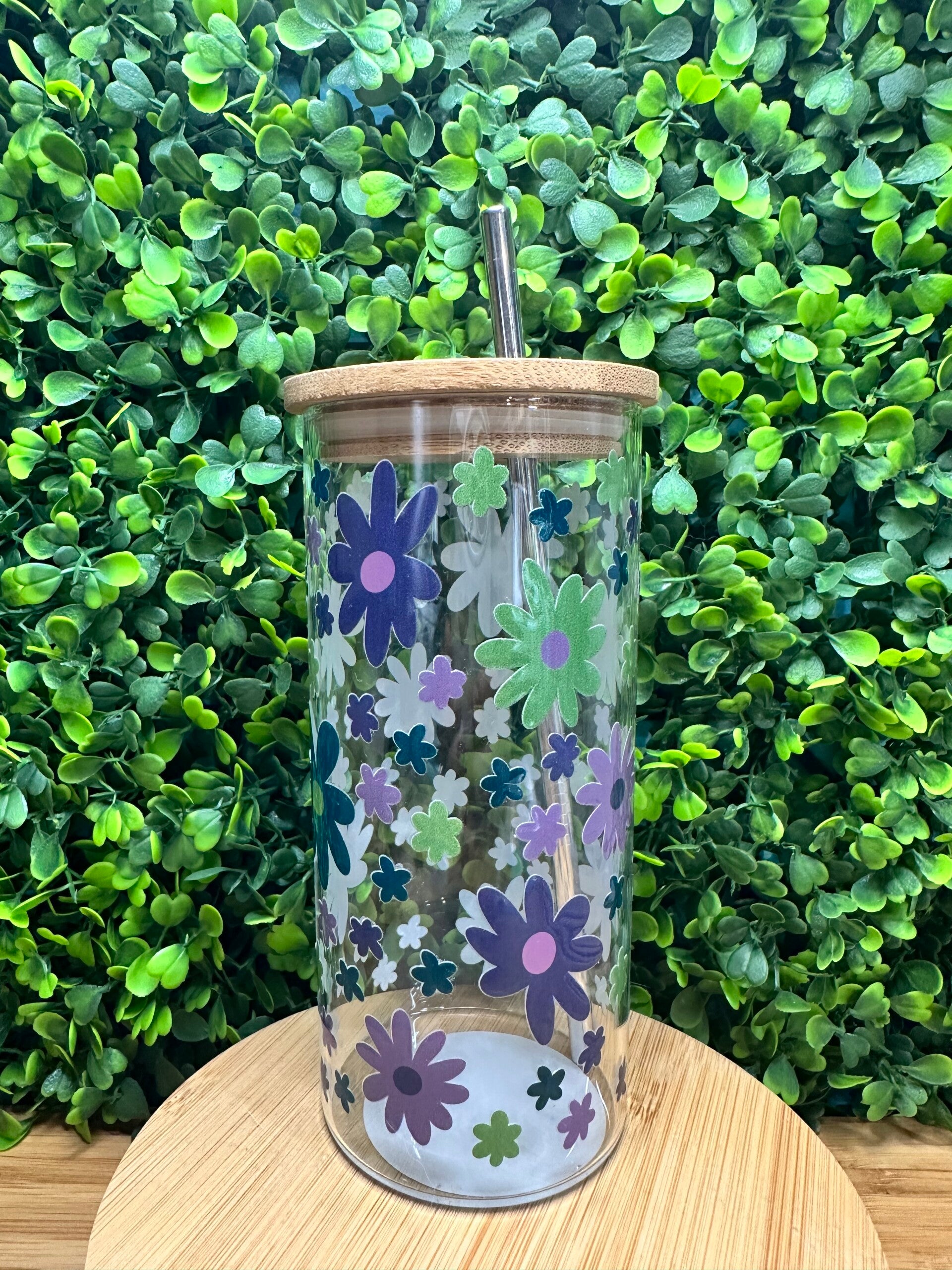 Glazen tumbler met bamboe deksel