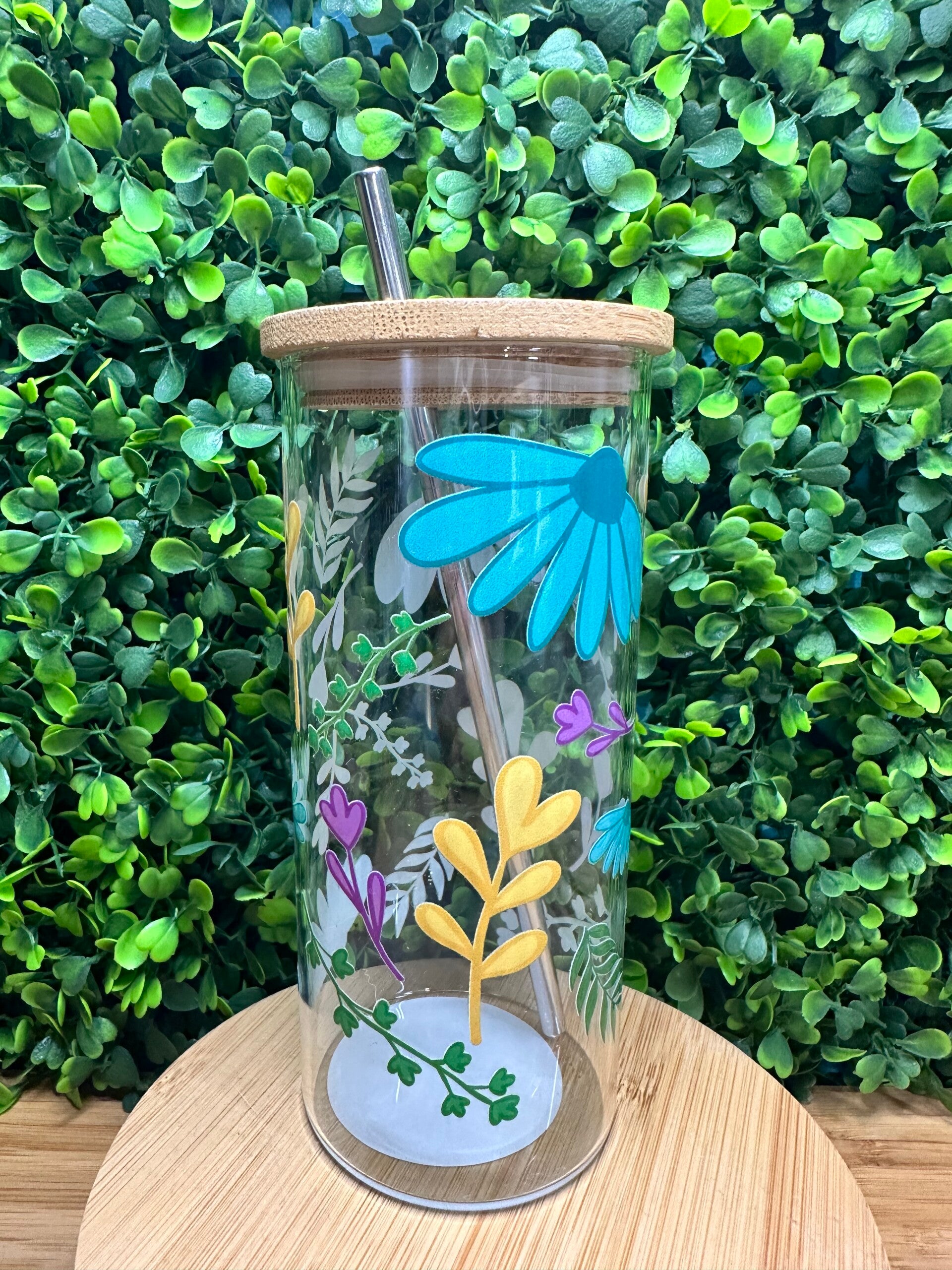 Glazen tumbler met bamboe deksel