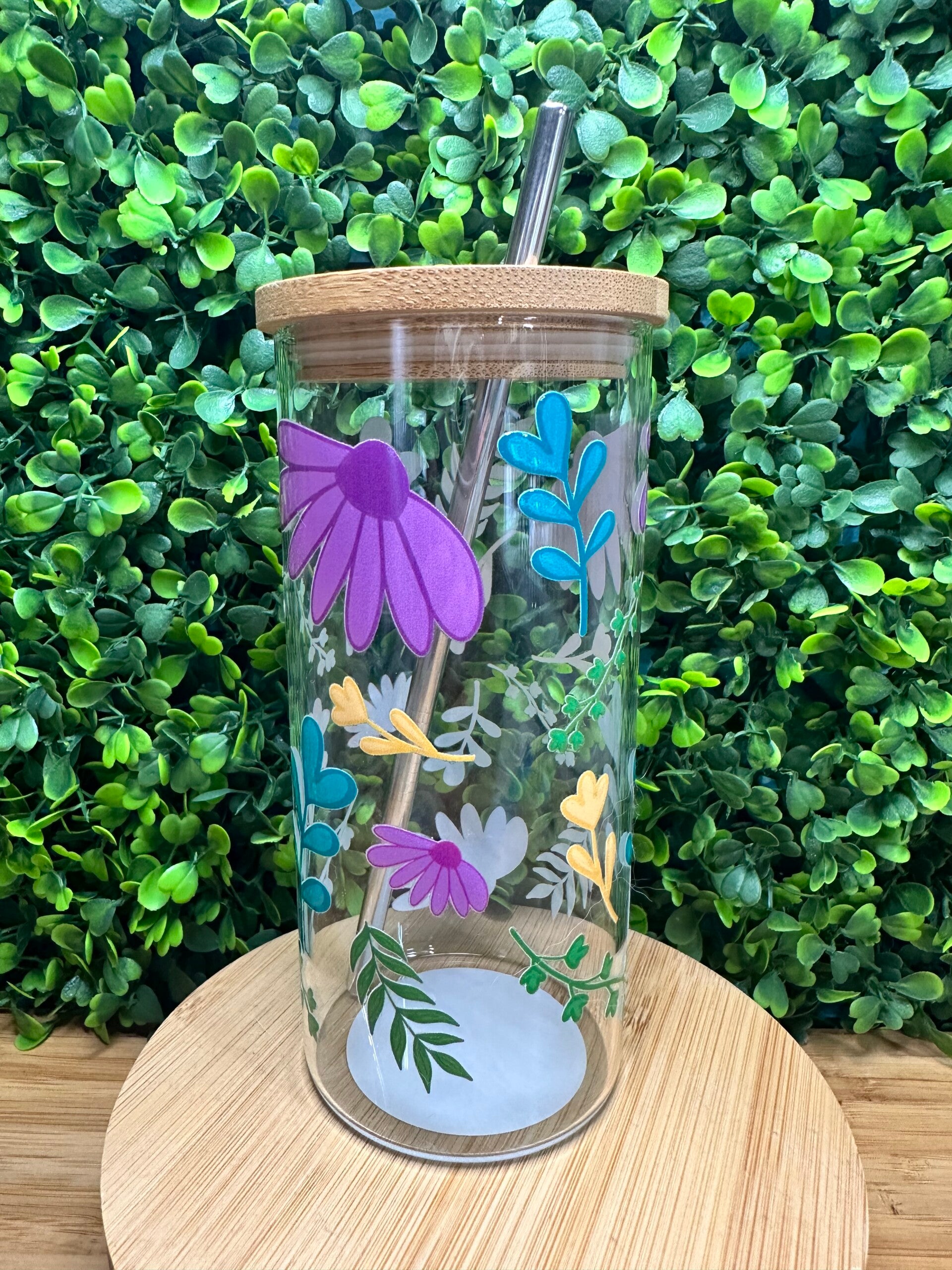 Glazen tumbler met bamboe deksel