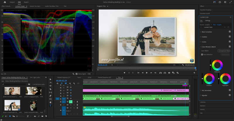 Slideshow van trouwfoto’s, verjaardagsfoto’s en herinneringen in een emotionele film