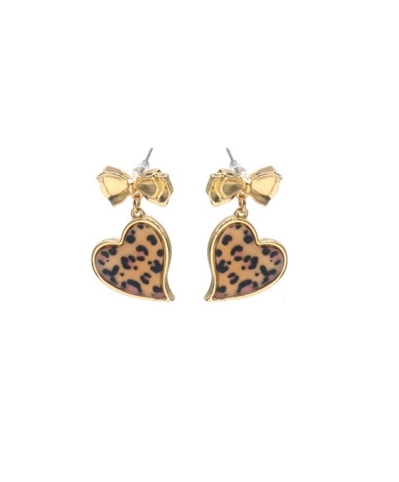 Oorbellen  heart leopard
