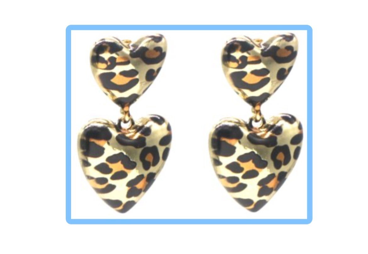 Oorbellen heart leopard