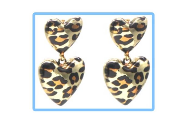 Oorbellen heart leopard