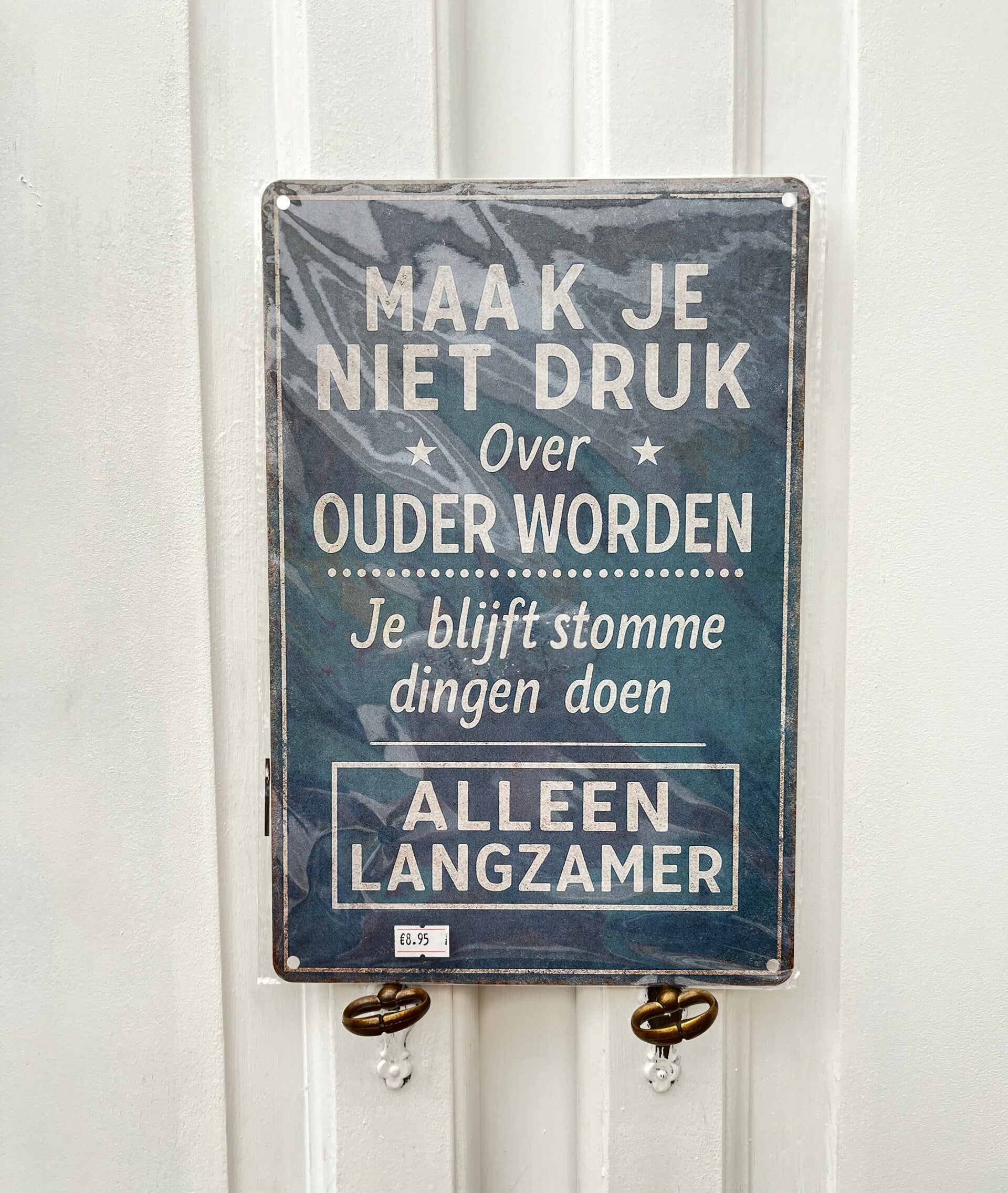 Metalen tekstbordje