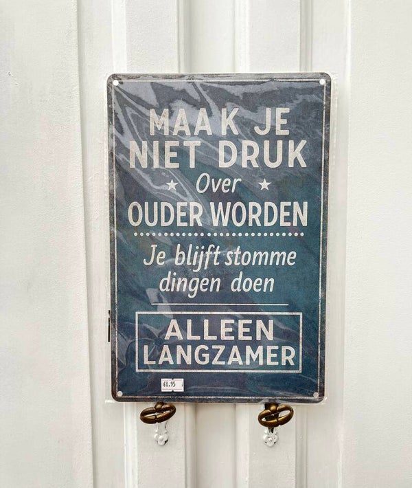 Metalen tekstbordje