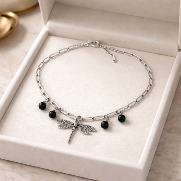Collier œil céleste et libellule