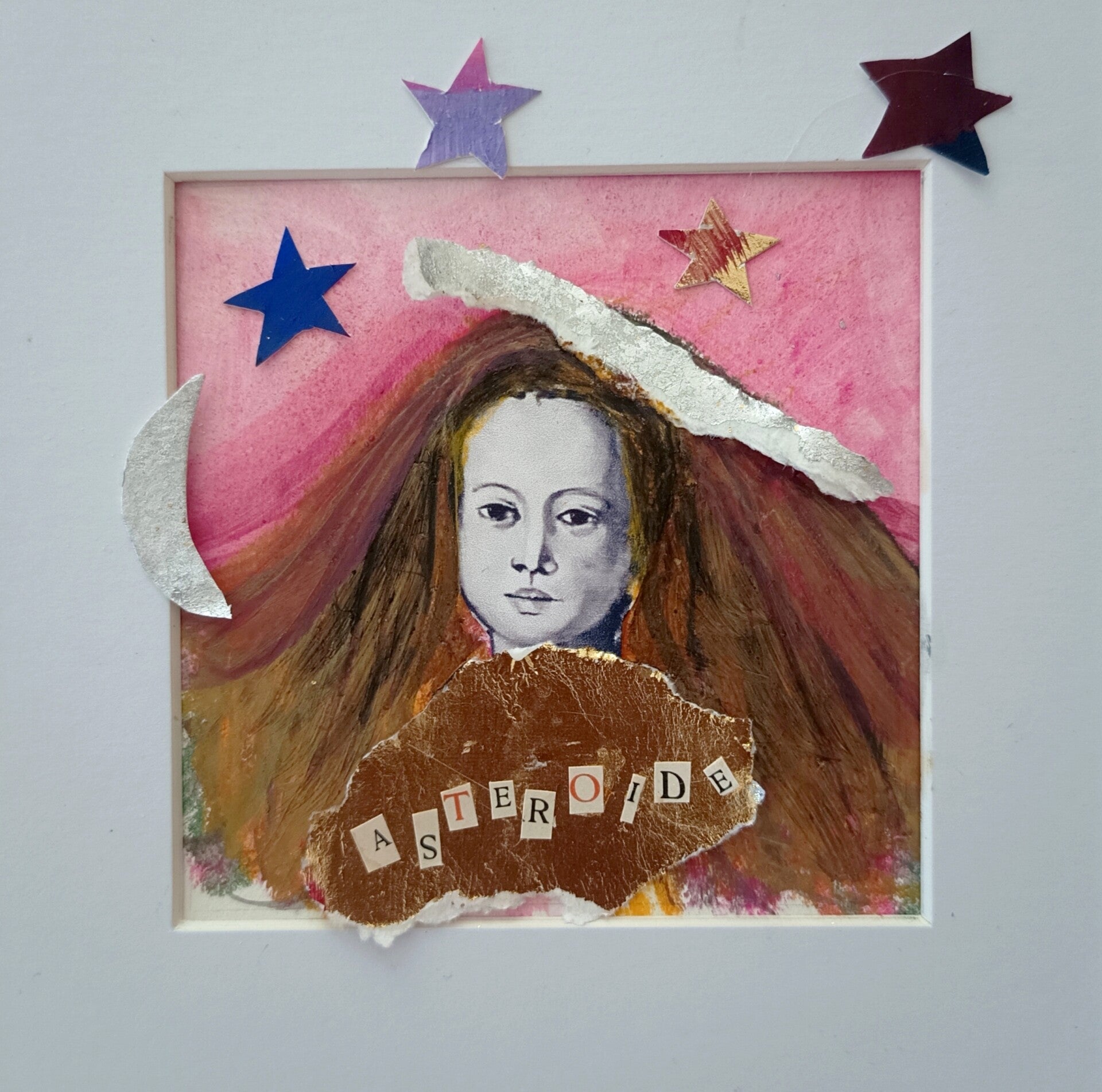 Œuvre unique sur papier collage art "ASTEROIDE" collection Marinette