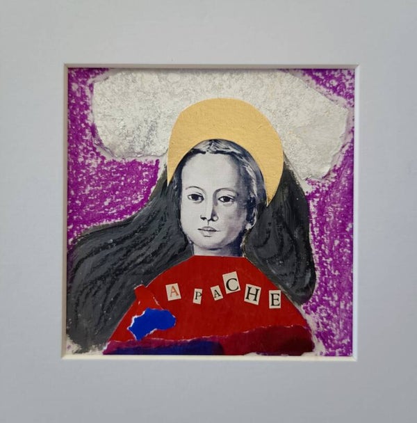 Œuvre unique sur papier collage art "APACHE" collection Marinette