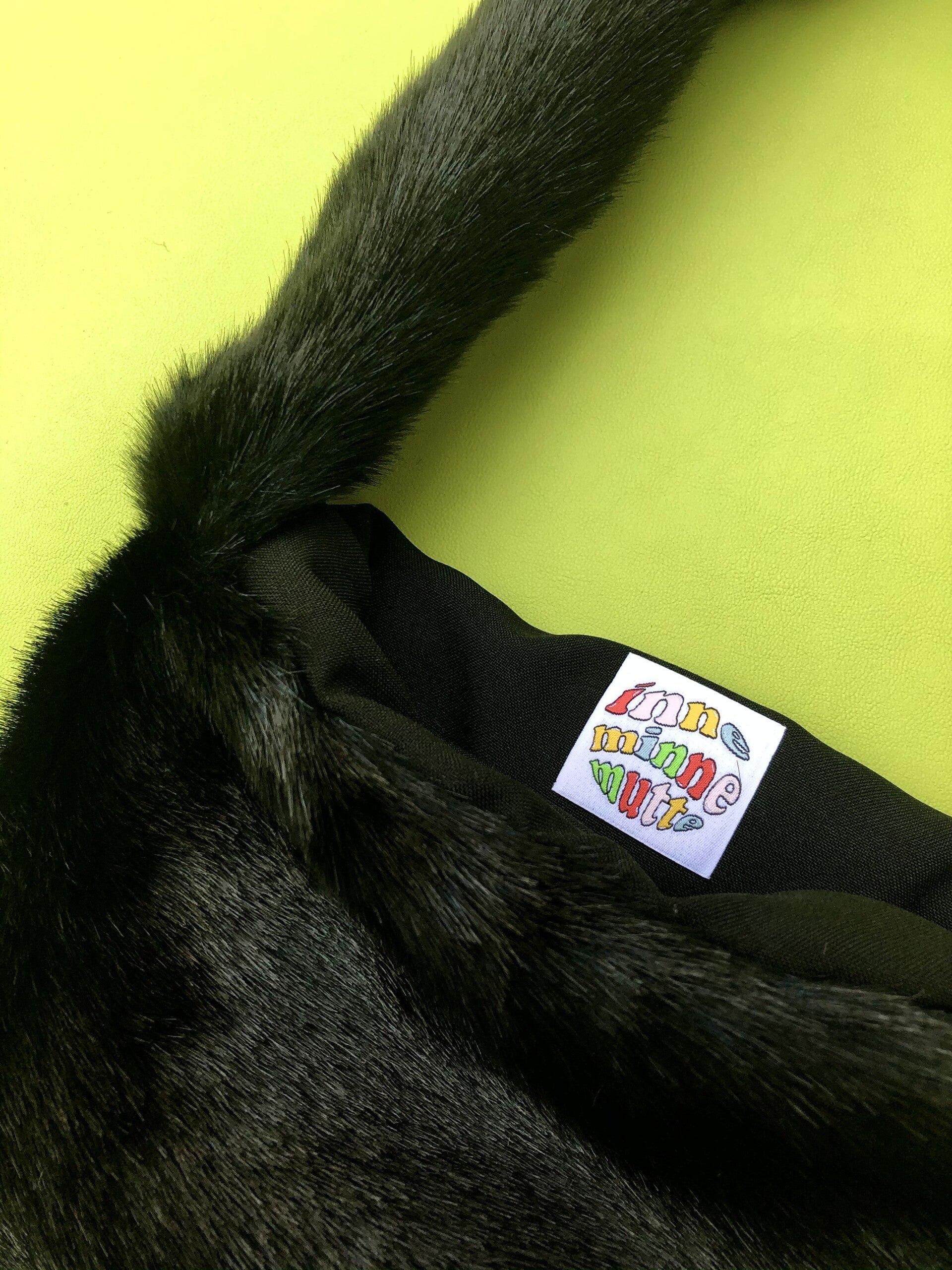Black faux fur bag