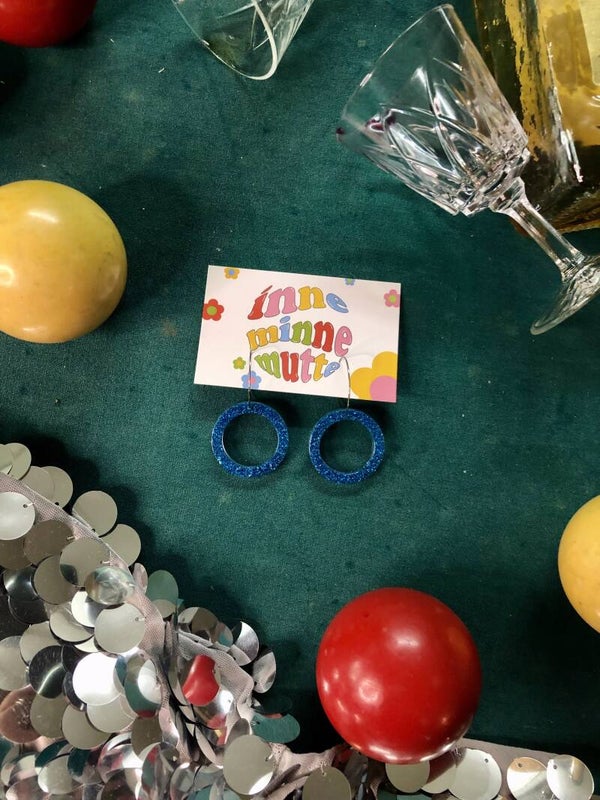 Blue sparkle hoops