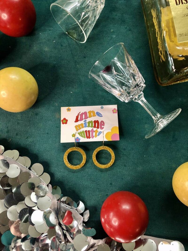 Gold sparkle hoops