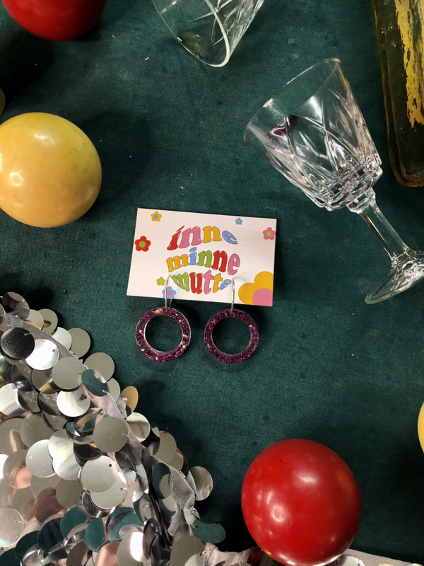Purple sparkle hoops