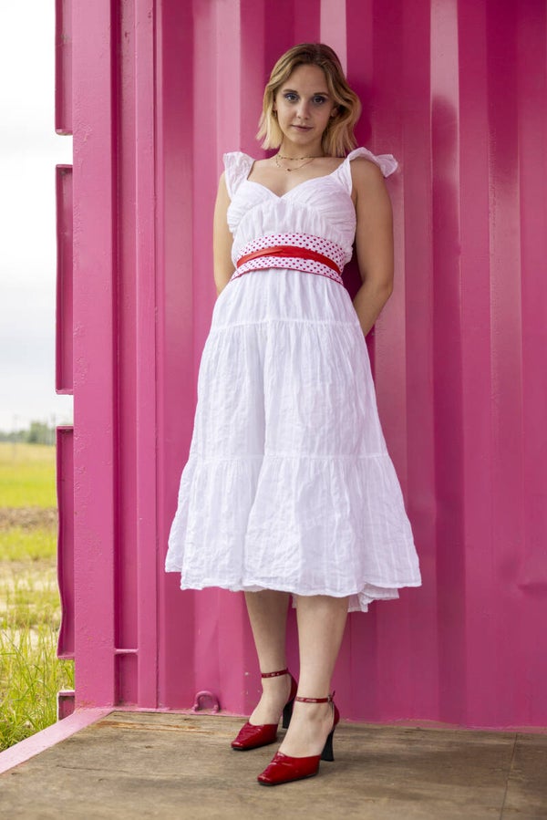 Reversible red corset belt