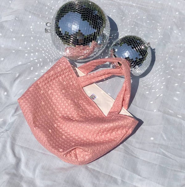 Baby pink puffer bag