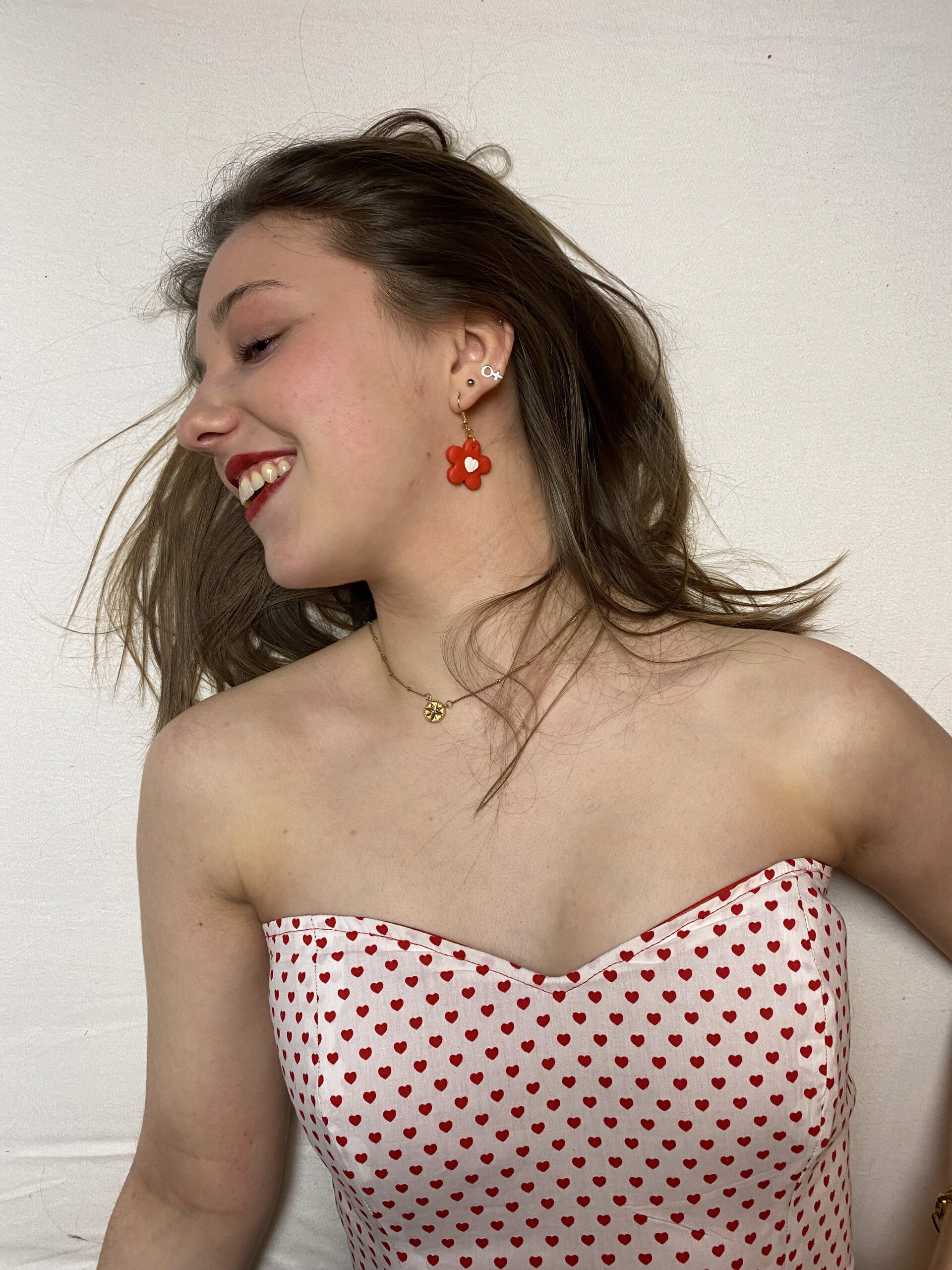 Valentine flower earrings