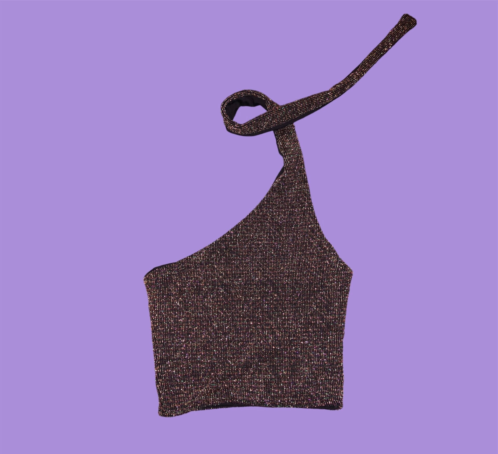 Skinny scarf top - Black + glitter stripes