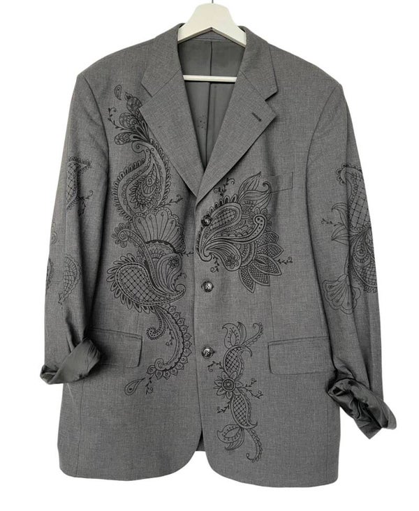Handpainted vintage blazer Mehndi