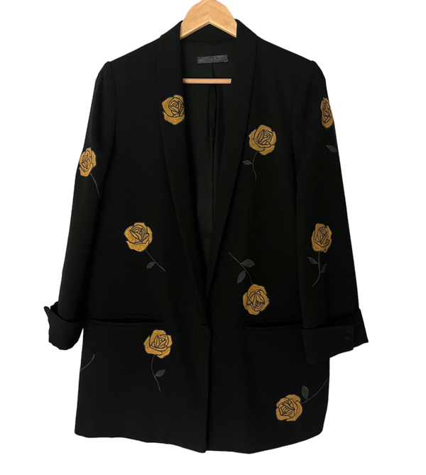 Handpainted preloved blazer Roses