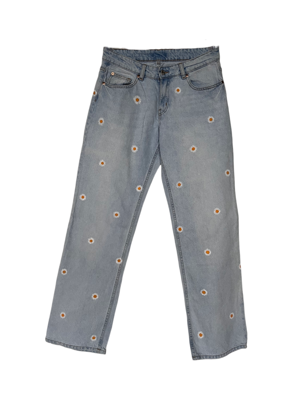 Handpainted preloved straight jeans Daisy