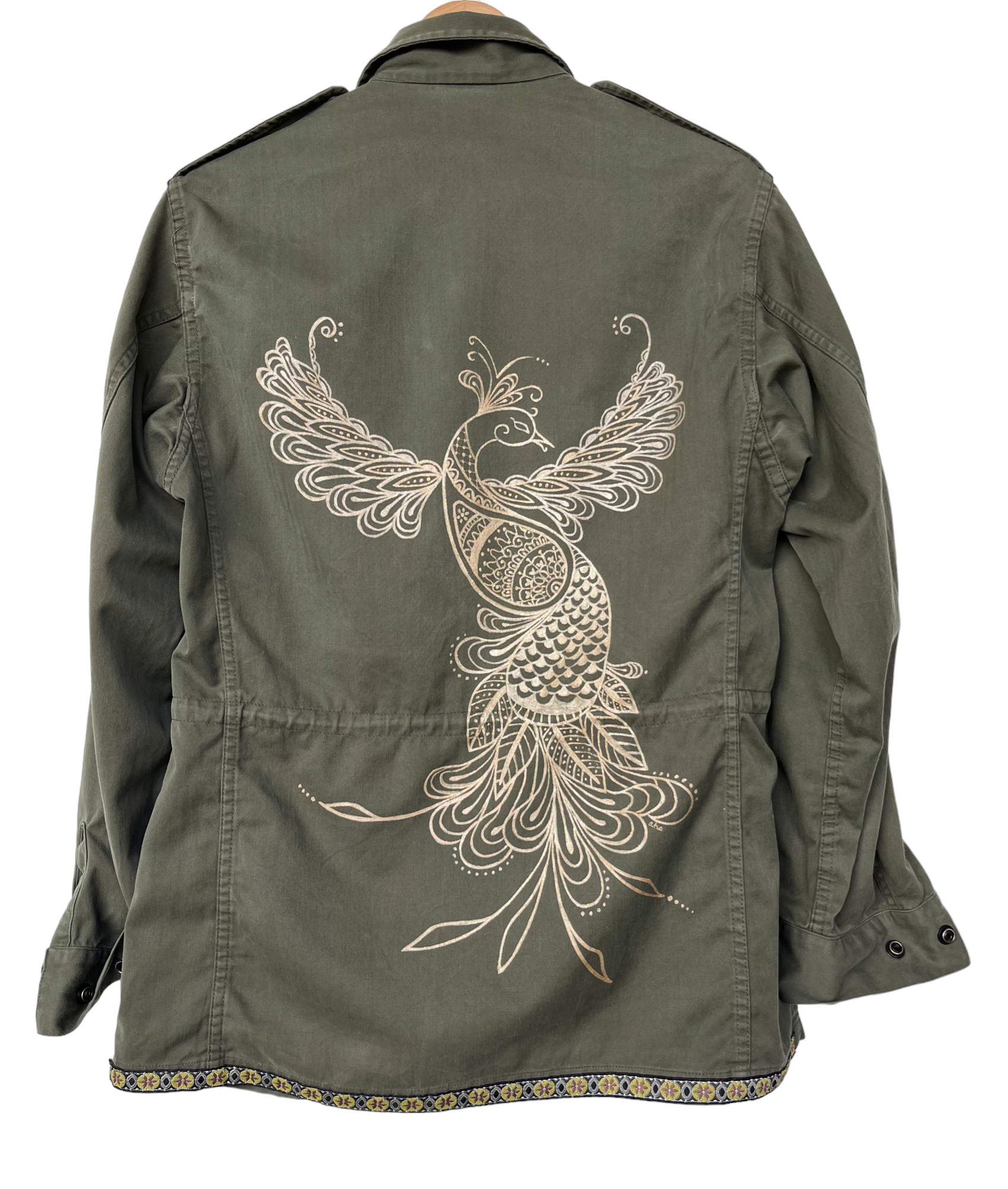 Handpainted vintage army jacket Phoenix