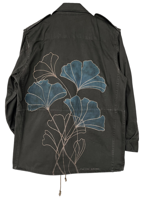 Handpainted, vintage, legerjas Gingko