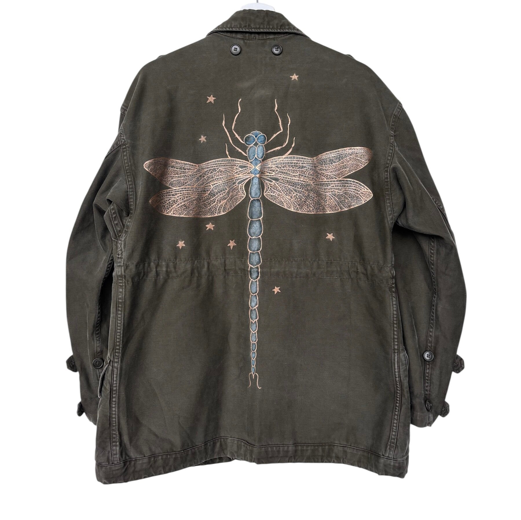 Handpainted vintage legerjas Dragonfly