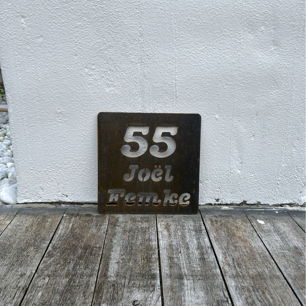 Naambord cortenstaal vierkant