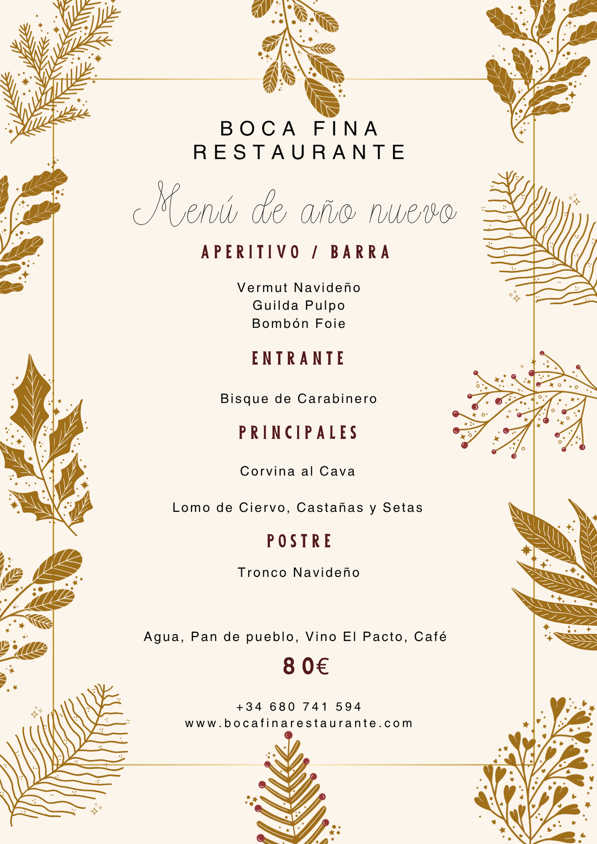 Menú Año Nuevo | Boca Fina Restaurante