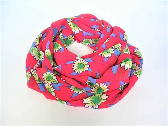 RED DAISY CHIFFON SCARF