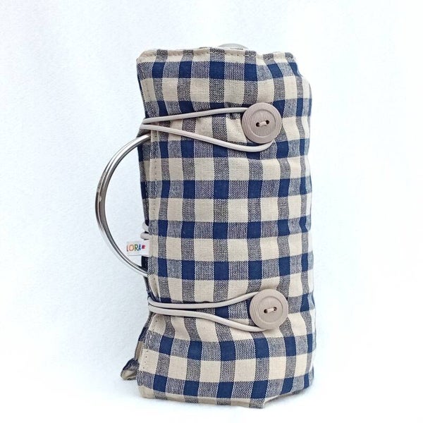 BLUE BEIGE CHECKS SMALL TALL 20x29cms