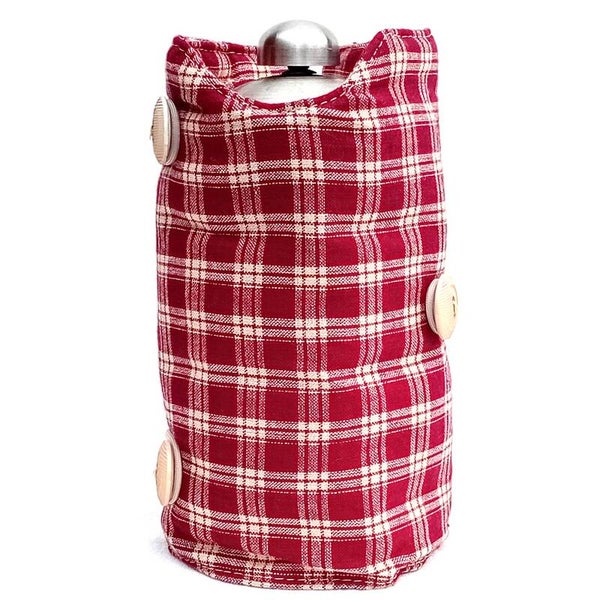 WINE RED, BEIGE TARTAN 17.5x28cms XS