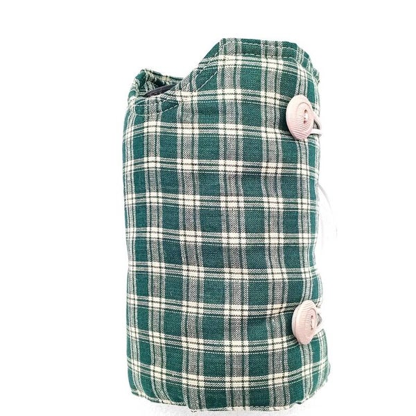 BEIGE GREEN TARTAN SMALL 19x29cms