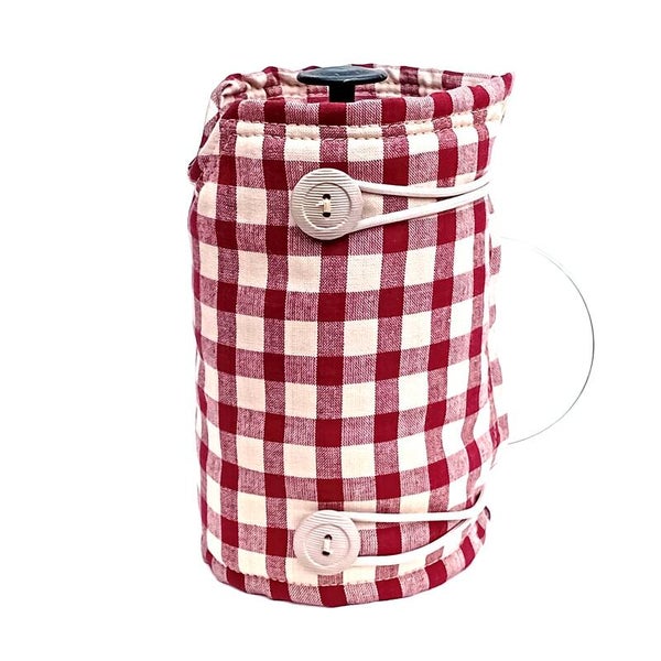 WINE RED, BEIGE CHECKS SMALL
