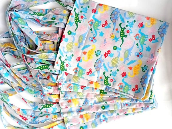 DINOSAURS on GREY SMALL TOTES 8 pack