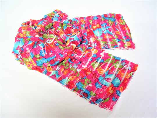PINK FLORAL RUFFLES SCARF