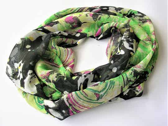 GREEN GAUZE LOOP SCARF