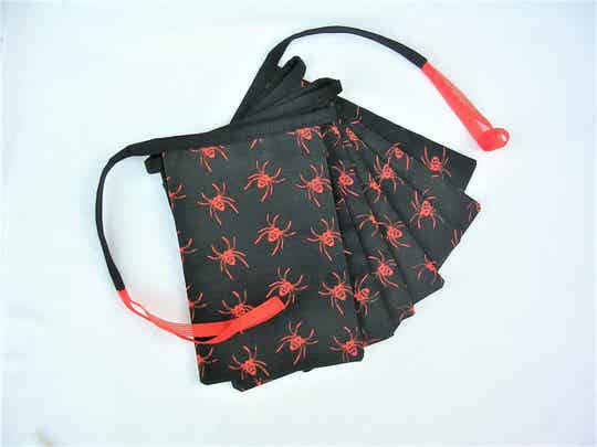 ORANGE SPIDERS on BLACK FABRIC BUNTING